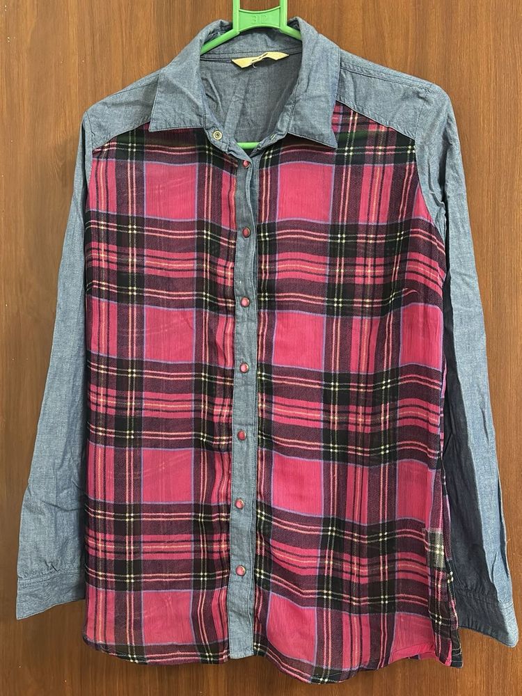 Plaid &amp; Denim Button-Up