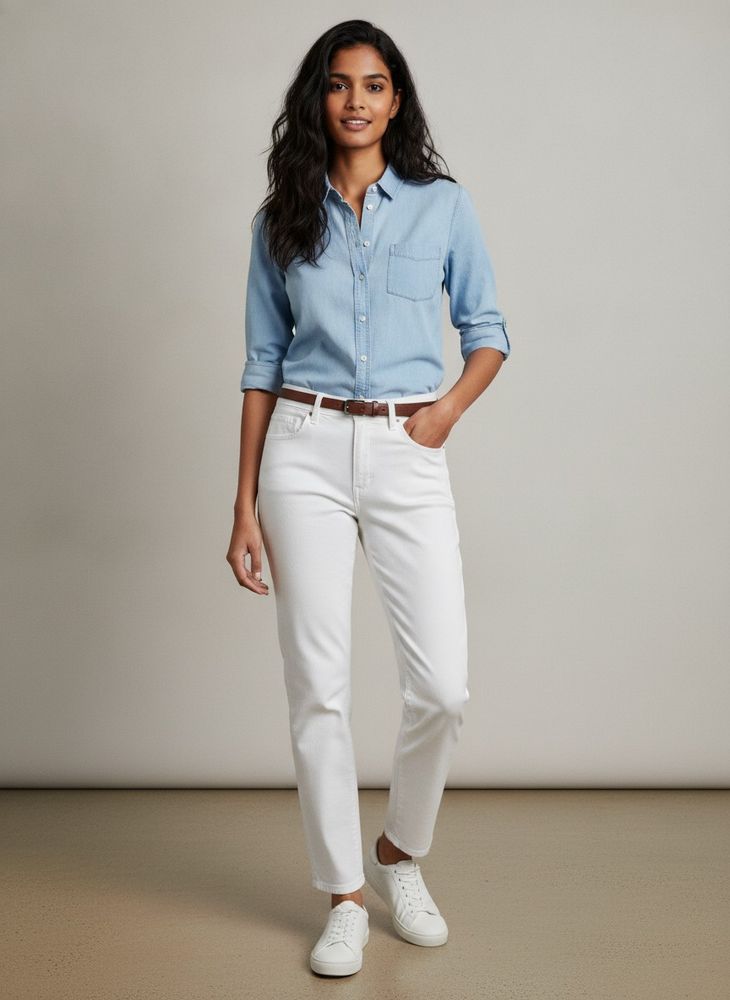H &amp; M  White Straight Leg Pants