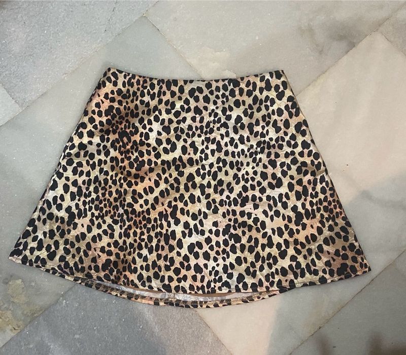 Y2K Satin Leopard Print Mini Skirt