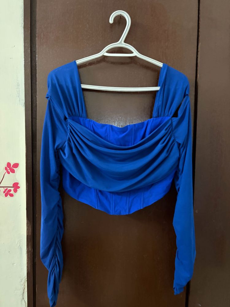 Royal Blue Ruched Corset Top