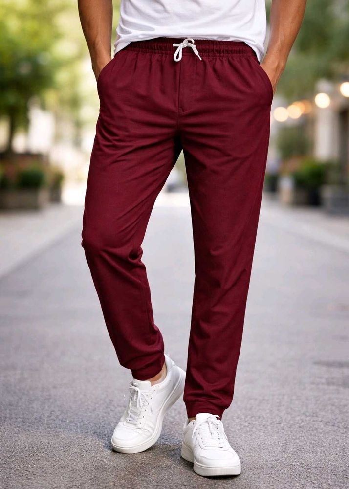 Men's Burgundy Joggers