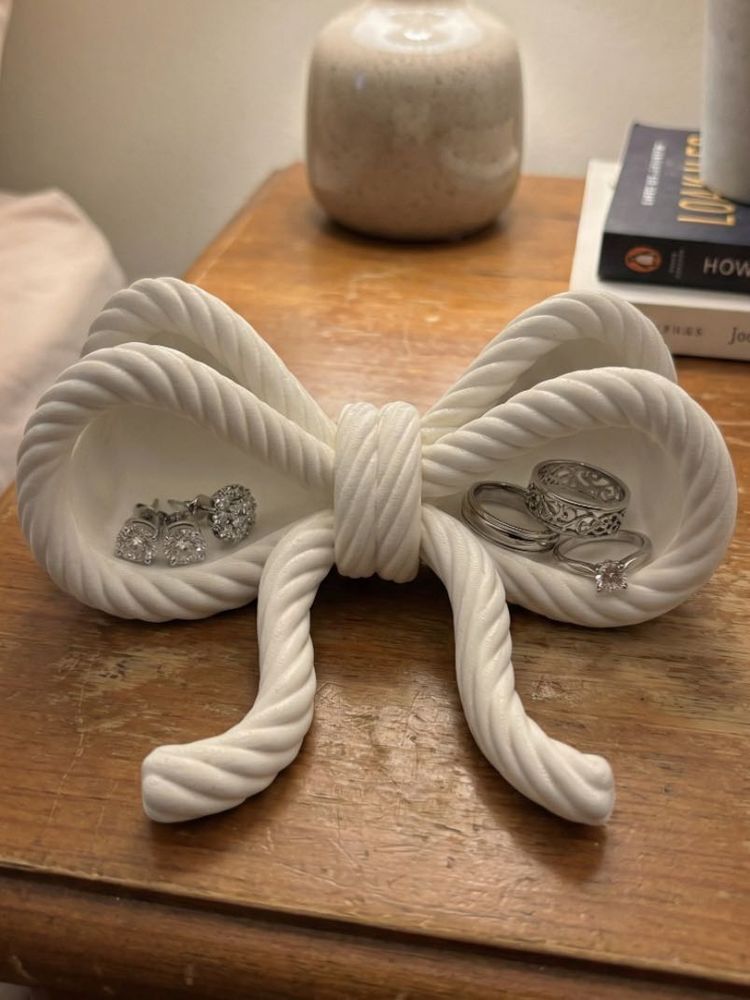 Rope Bow Jewelry Dish Coquette Trinket Tray