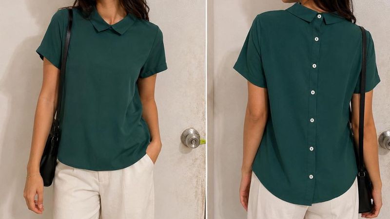 Emerald Green Button-Up Top