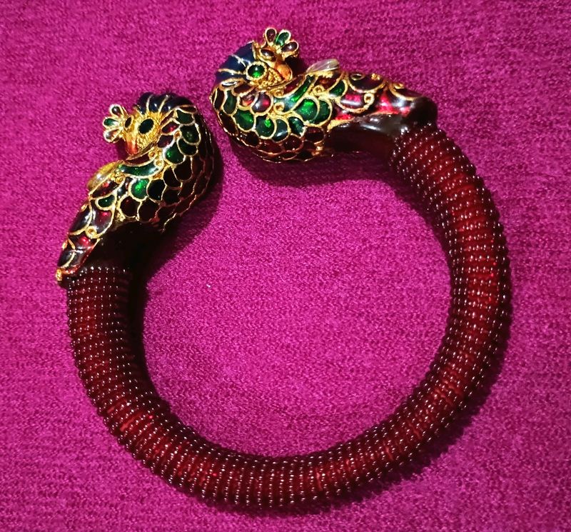 Meenakari Peacock Design Beaded Zircon Bangles