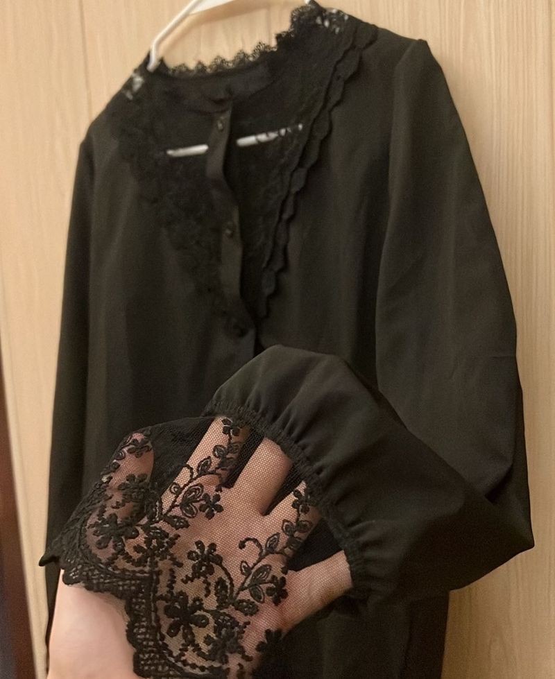 Elegant Black Lace Detail Top