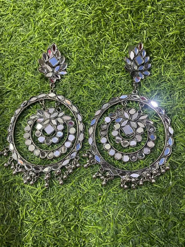 Mirror Work Jhumka Earrings