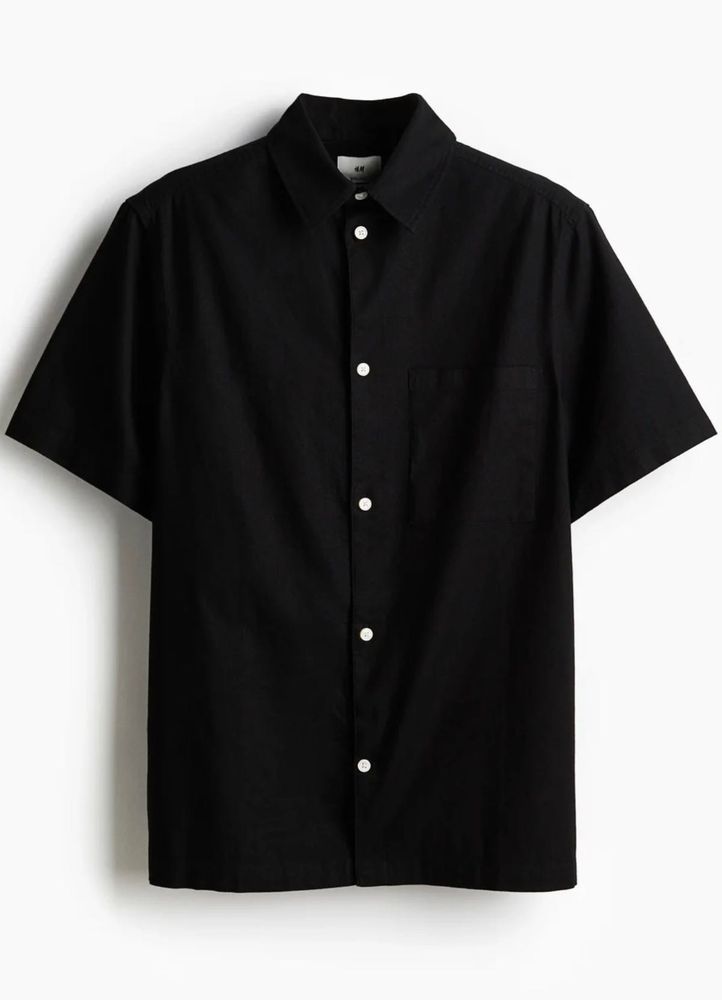 H&amp;M Black Short Sleeve Button-Up Shirt