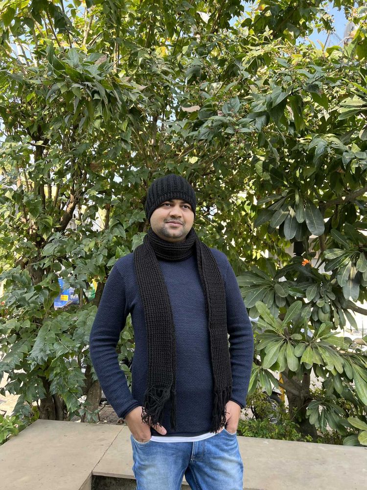 handmade Black Knit Scarf