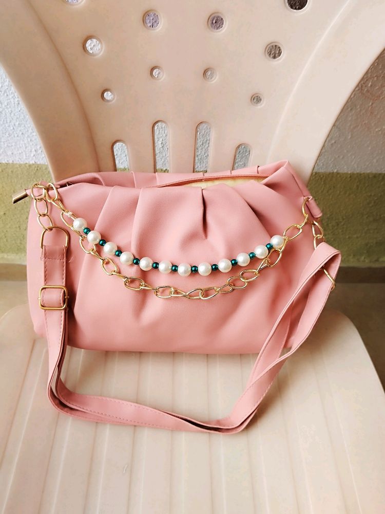 Pink Pearl Chain Shoulder Bag