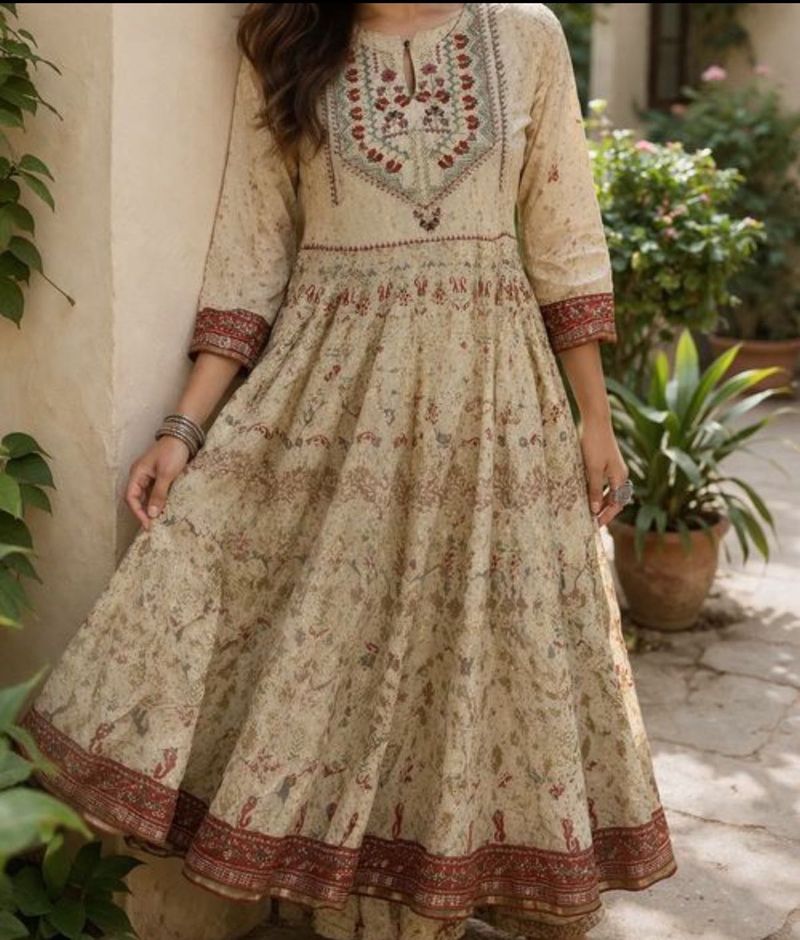 Elegant Printed Anarkali Kurta