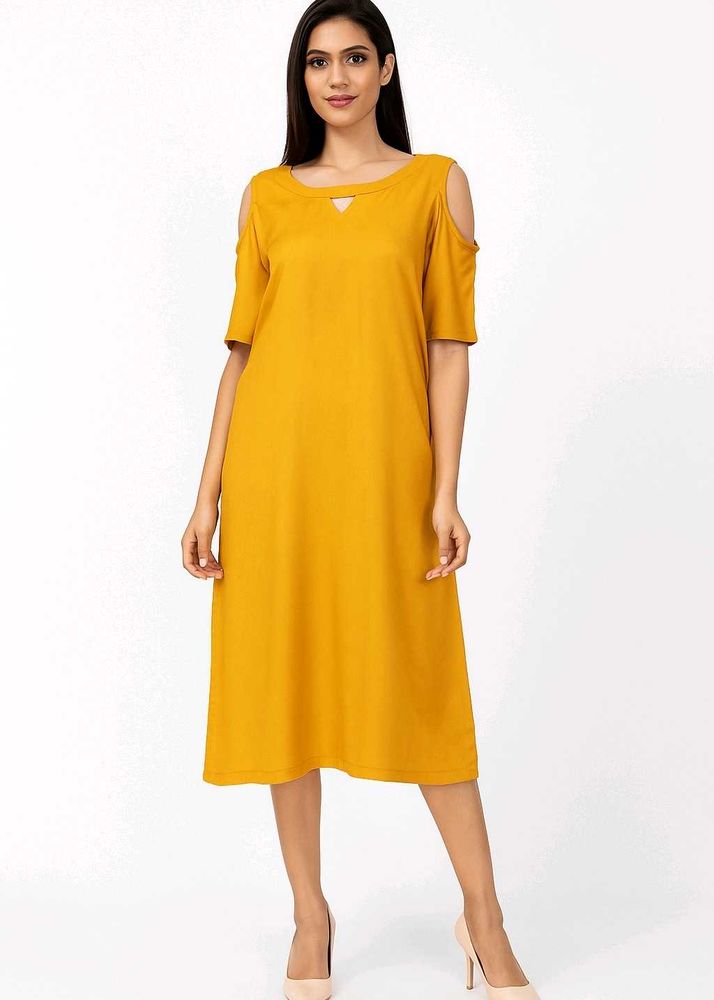 Mustard Cold Shoulder Dress