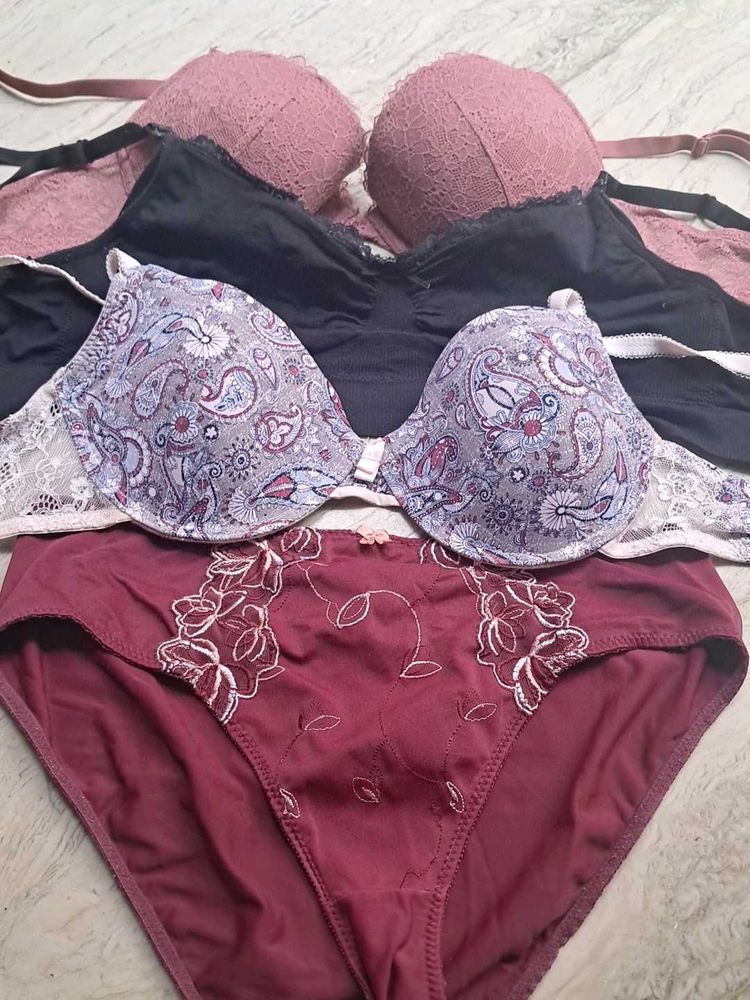 combo Of Four Imported Fabric Bra N Panty
