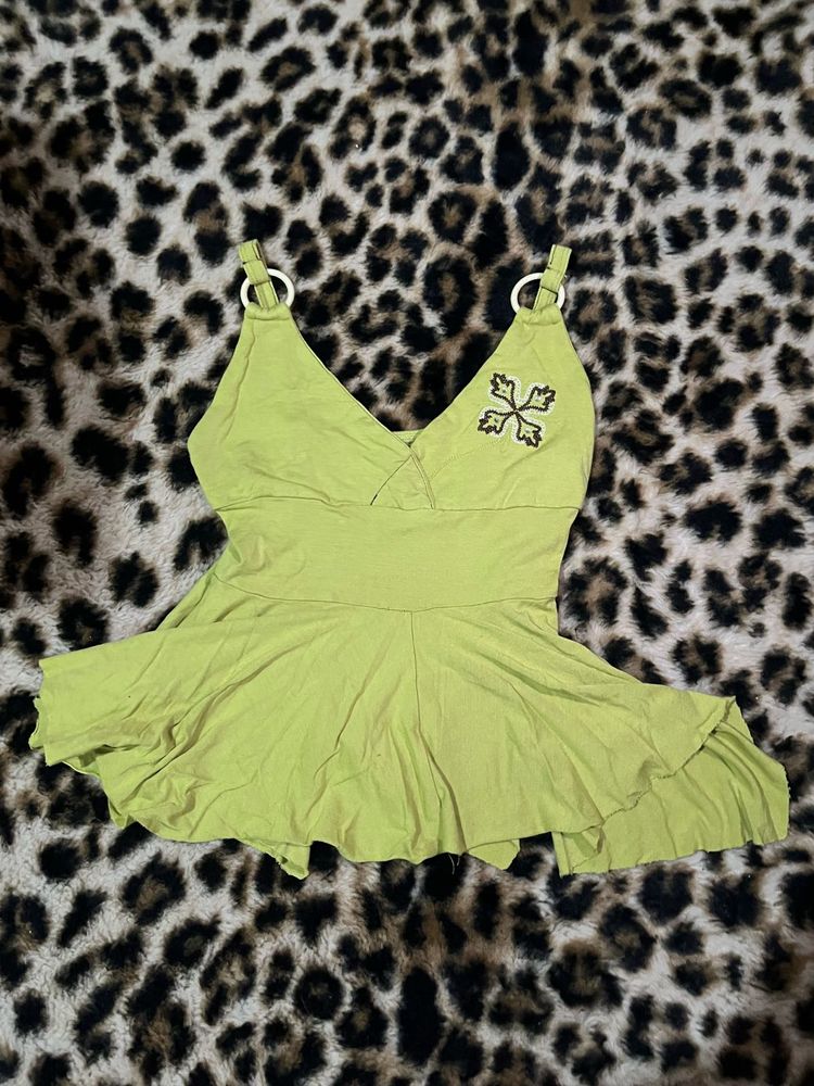 Lime Green Ruffle Hem Top
