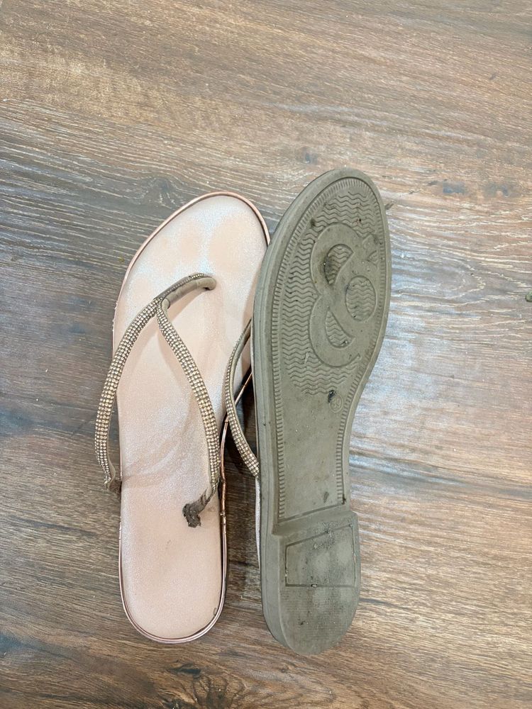 Sparkly Rose Gold Flip Flops