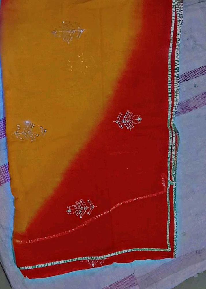 3 Shades Rajputi Cotton Odhna With Sitara Work