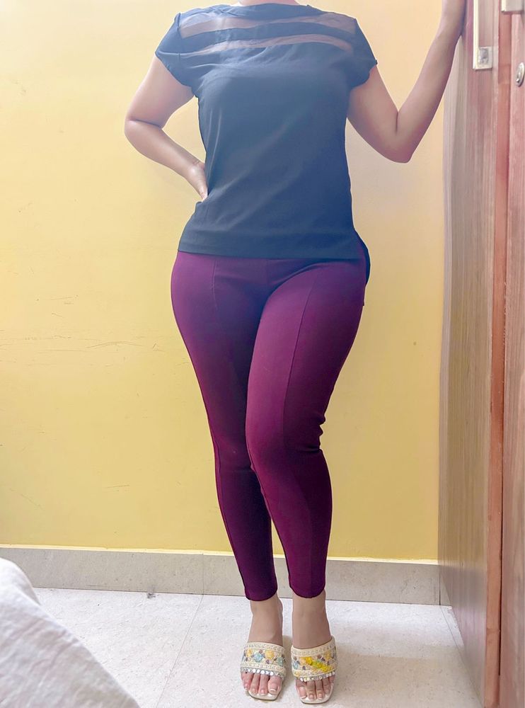 Stylish Burgundy Skinny Pants