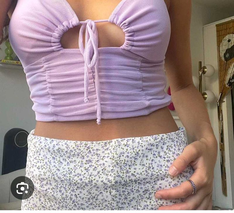 Lavender Ruched Halter Neck Top