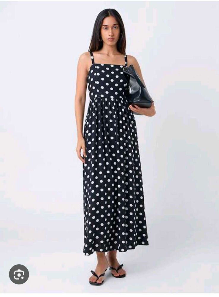 Chic Polka Dot Maxi Dress in free size New