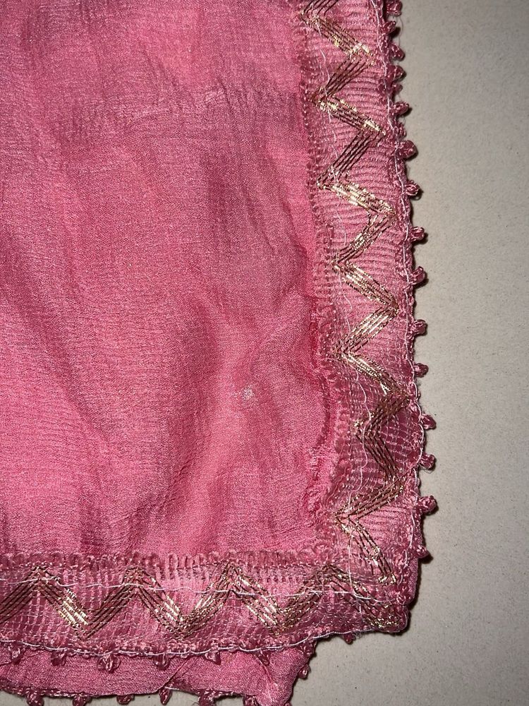 Elegant Pink Dupatta with Embellished Border