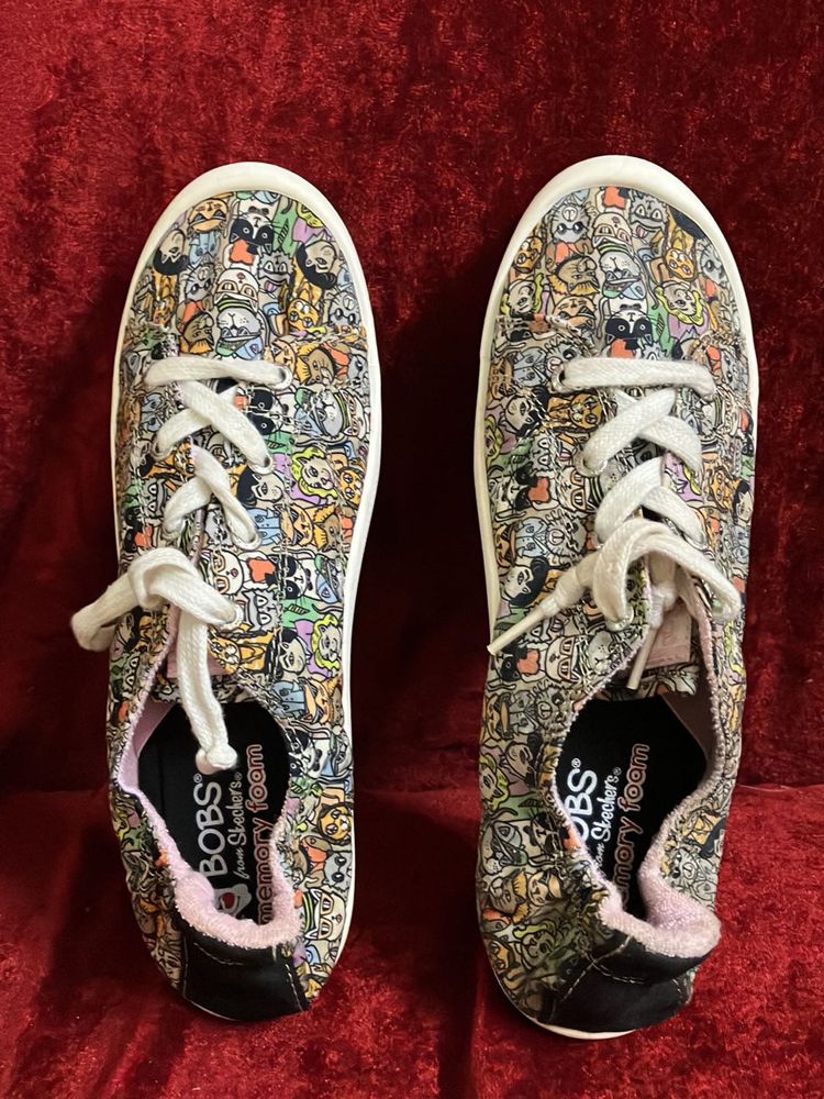 BOBS from Skechers Cat Print Shoes