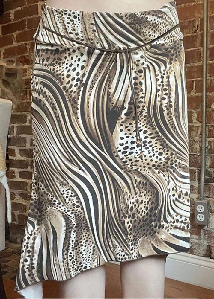 Wild Print Asymmetrical Skirt