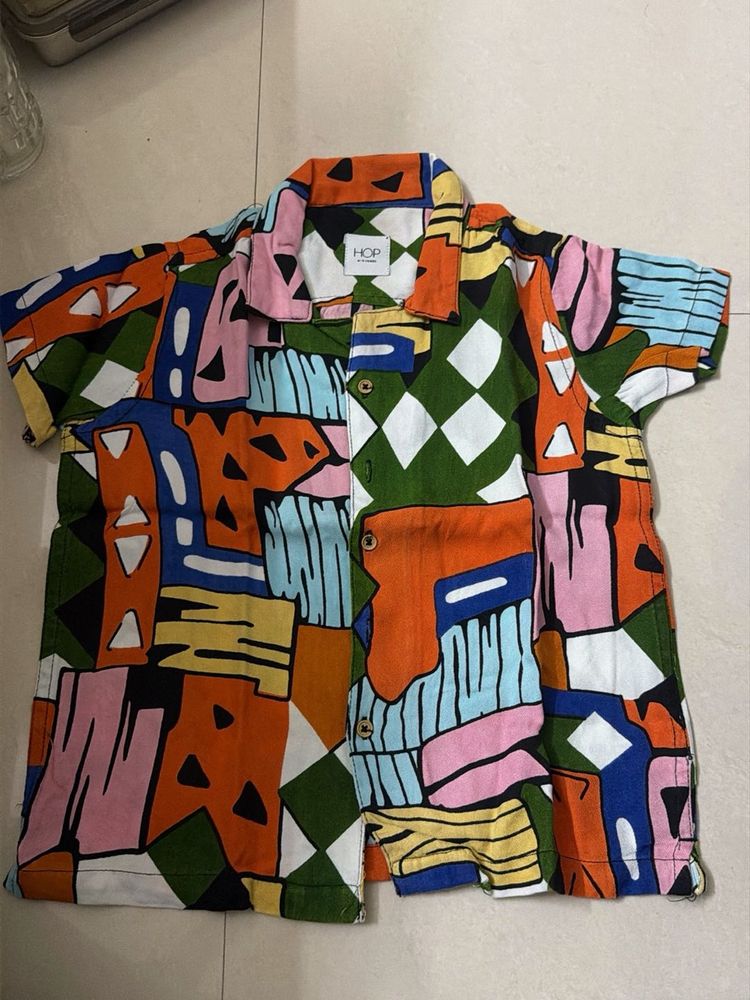 Vibrant Abstract Print Short Sleeve Shirt