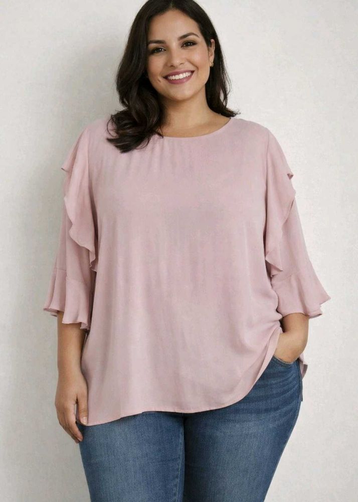 Dusty Pink Ruffle Sleeve Blouse