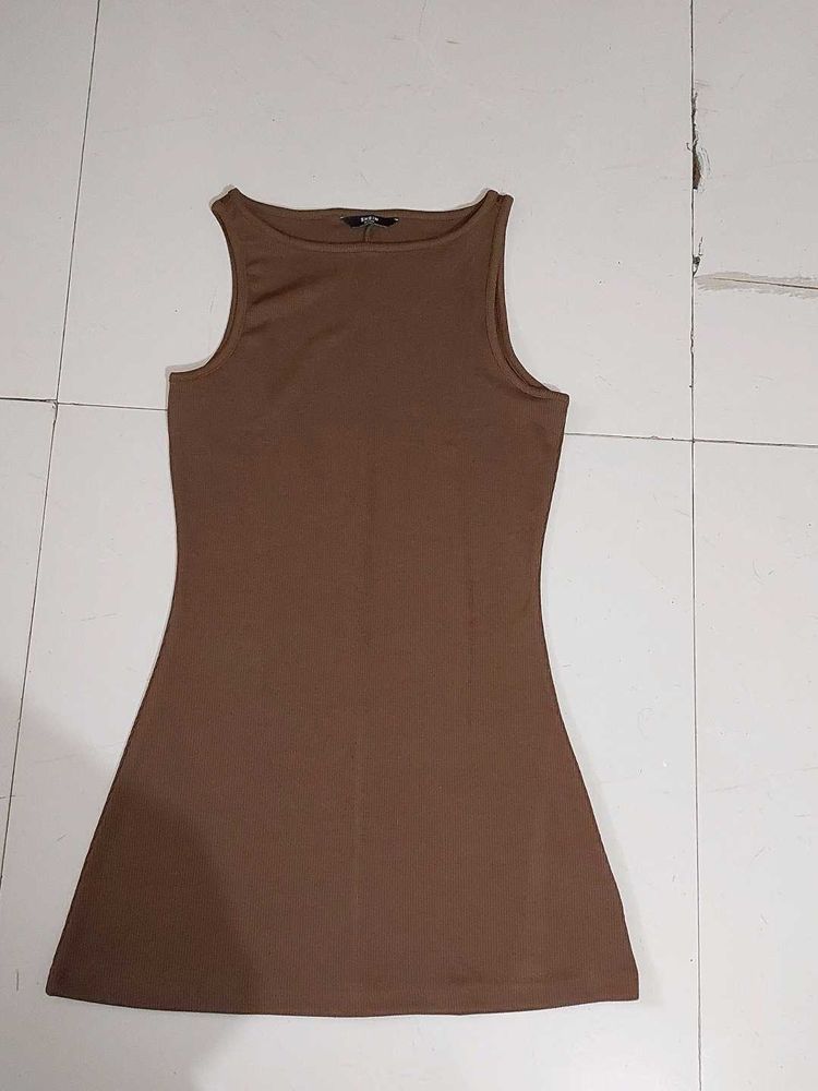 New Brown Sleeveless Knit dress