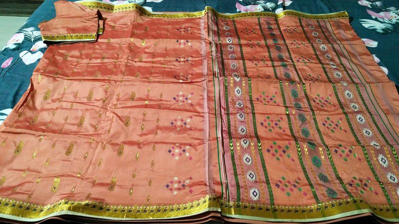 banarasi cotton silk sari with blouse