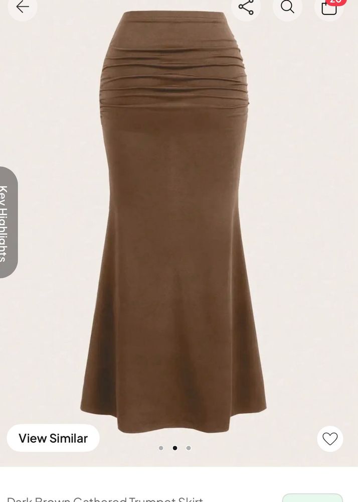 Dark Brown Gathered Trumpet Skirt