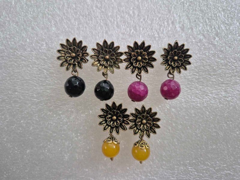 Boho Floral Drop Earrings Set
