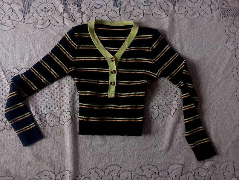 KOREAN💖 striped top &amp;Cute cardigan💝