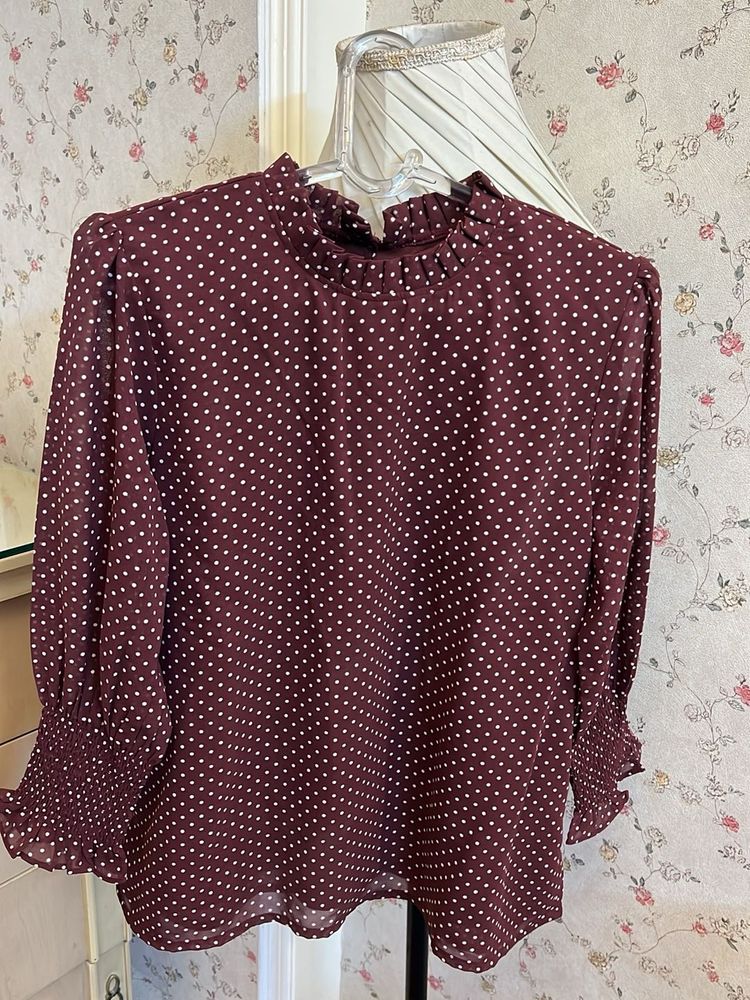 Chic Polka Dot Sheer Blouse
