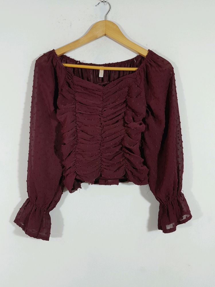 Dark Brown Western Full Sleeve Top(women's)