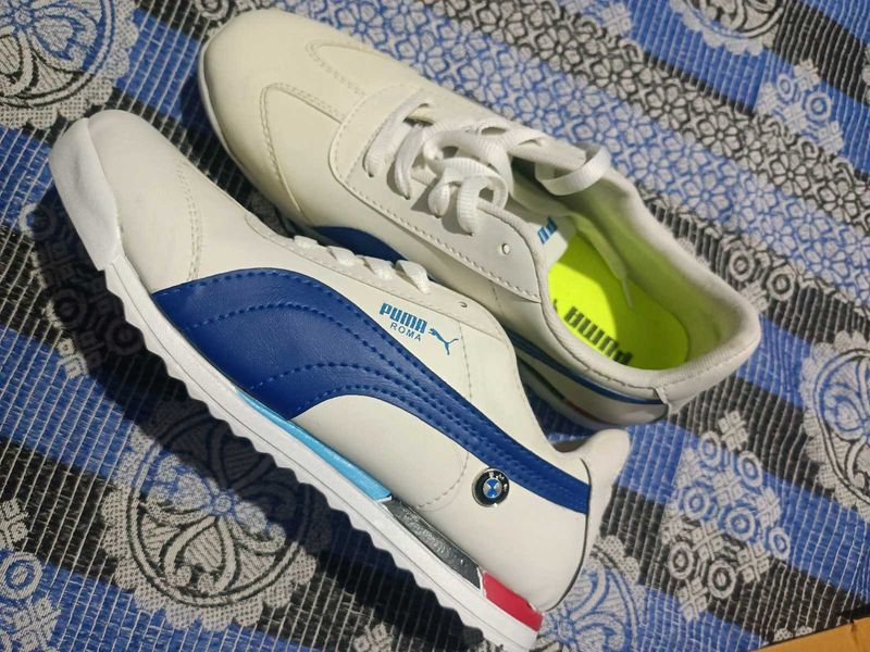 Puma Roma White &amp; Blue Sneakers