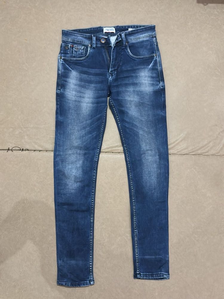 Men's Blue Washed Denim Jeans