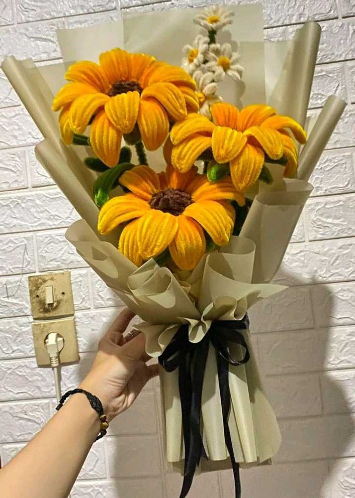 Handmade Crocheted Sunflower Bouquet