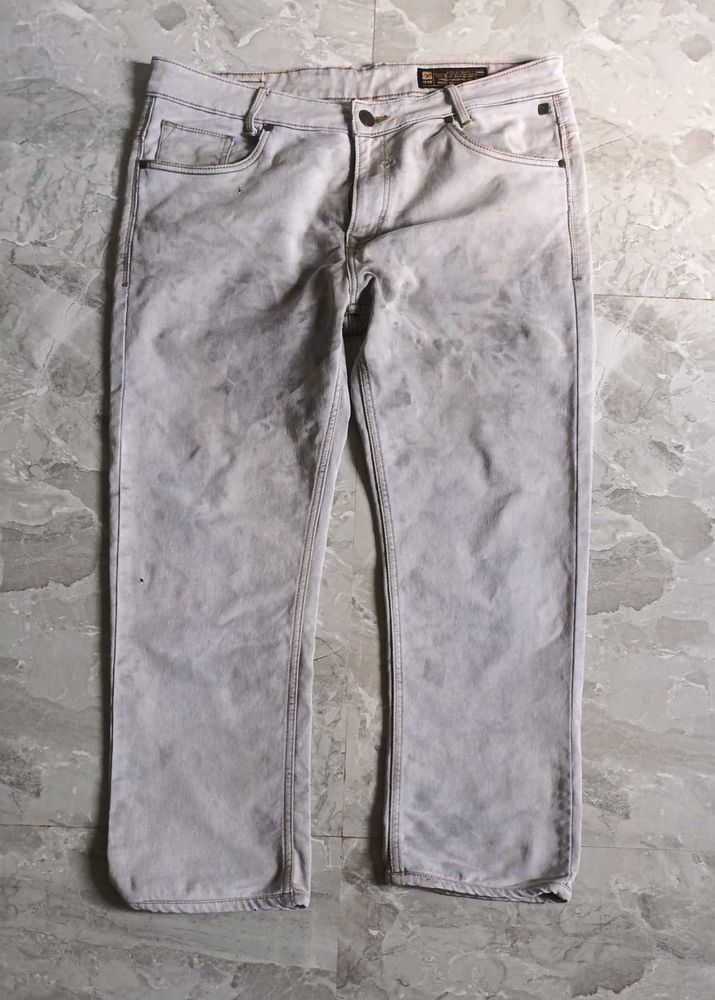 MUFTI Men's Distressed Light Wash Jeans