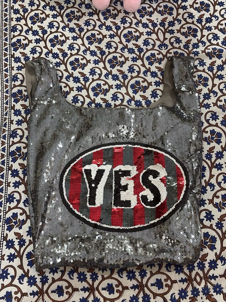 Sparkling Sequin Tote Bag with 'YES'