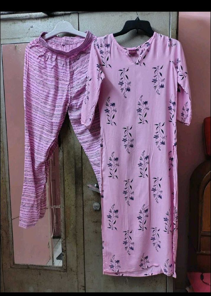 Pink Printed Kurta Set