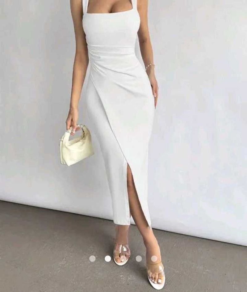 Elegant White Bodycon Midi Dress