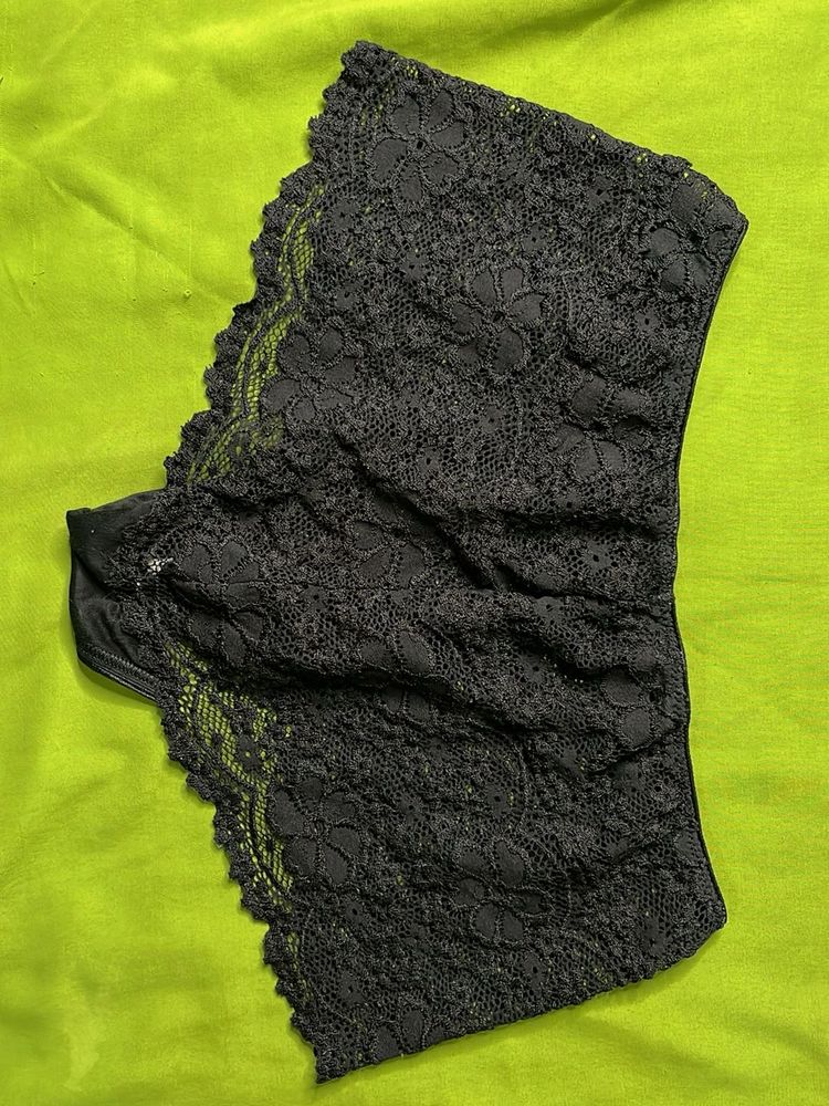 USED and Customiseable cotton black lace panty
