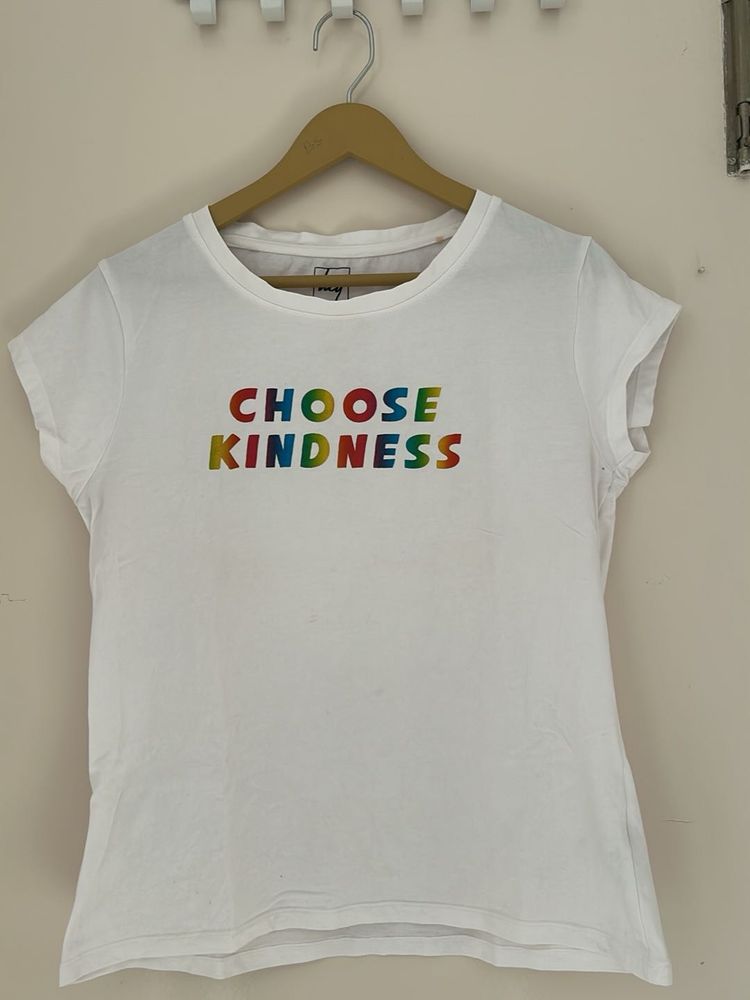 White "Choose Kindness" Rainbow Graphic Tee
