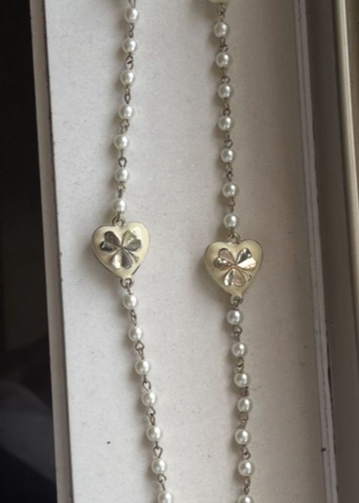 Charming Pearl &amp; Heart Necklace