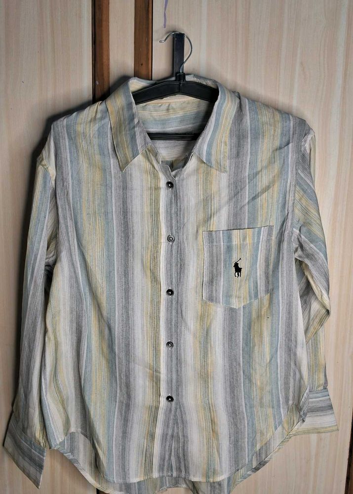 Women Striped Button-Up Shirt