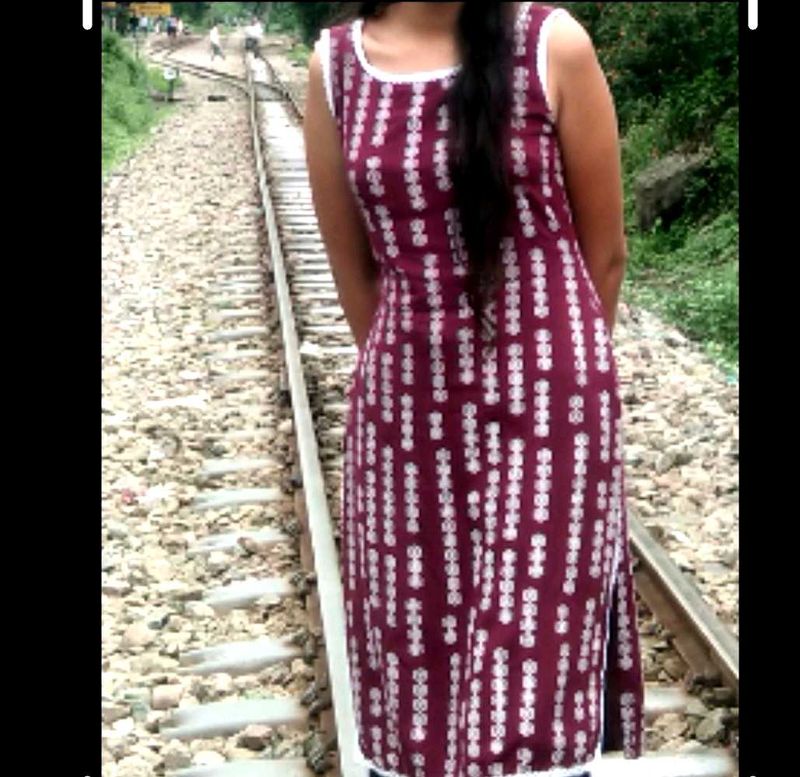 Maroon Printed Kurta