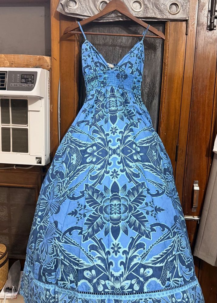 Beautiful Blue Floral Maxi Dress