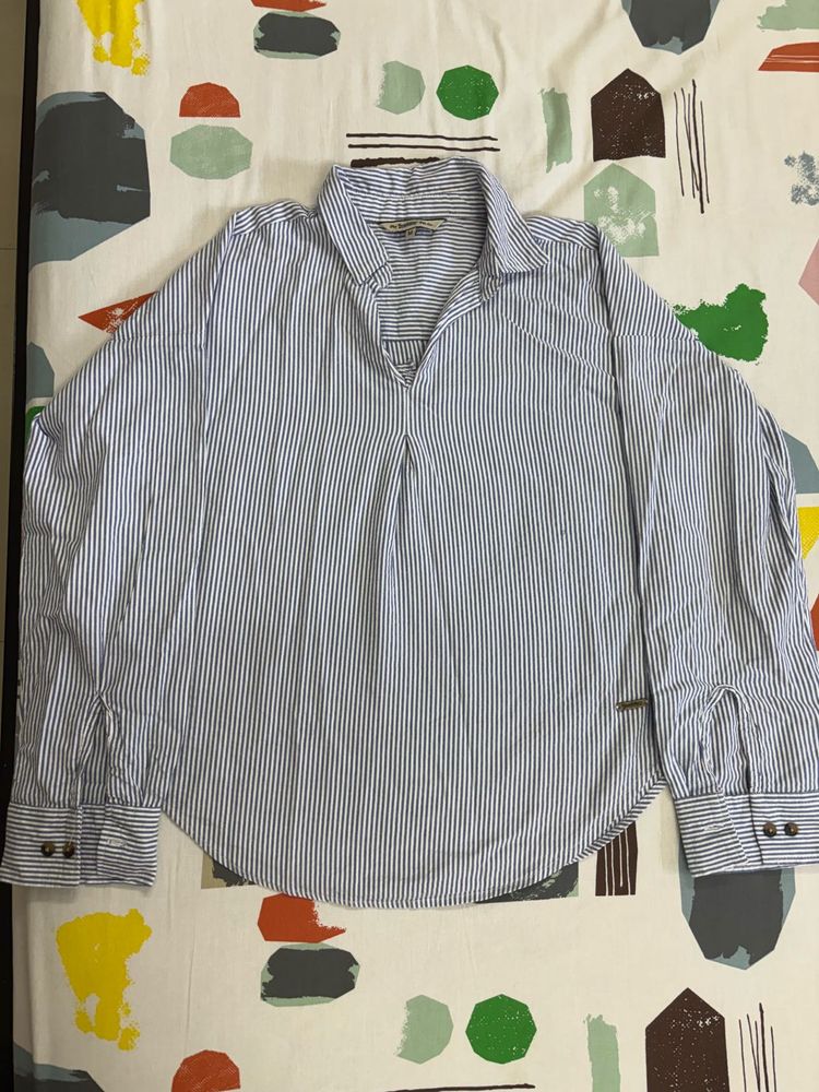 Blue &amp; White Striped Tunic Top