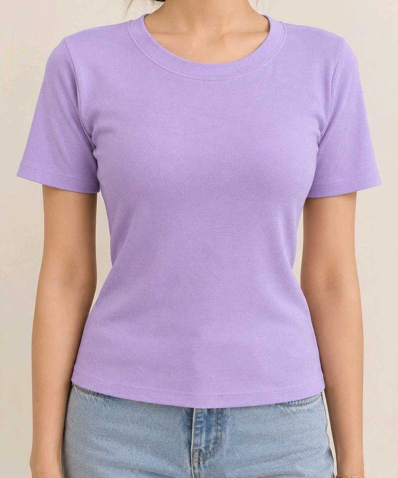 Lilac Ribbed T-Shirt