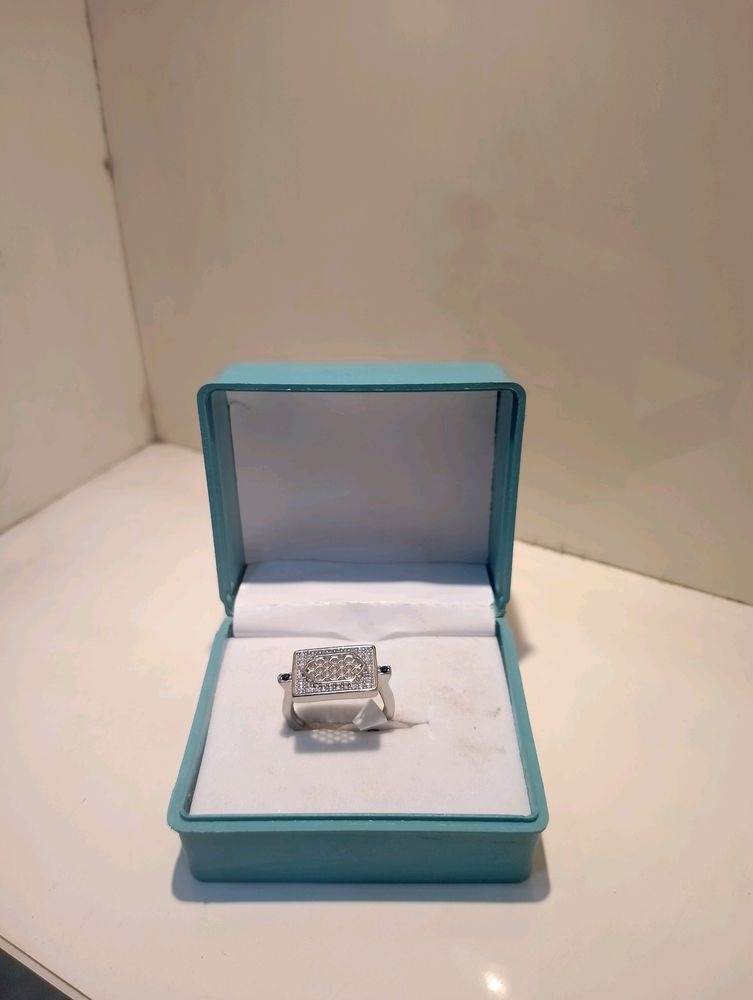 Zirconia Diamond Ring Pure Silver (Wt: 3.300gm)